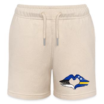 Estland Curacao Flagge Hände Herzform used - Kinder Organic Joggingshorts Mini Bolter von Stanley/Stella - Natur - Vorne