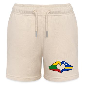 Litauen Curacao Flagge Hände Herzform - Kinder Organic Joggingshorts Mini Bolter von Stanley/Stella - Natur - Vorne