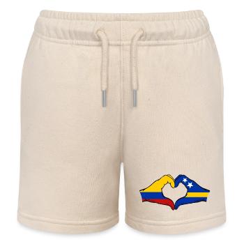 Kolumbien Curacao Flagge Hände Herzform - Kinder Organic Joggingshorts Mini Bolter von Stanley/Stella - Natur - Vorne