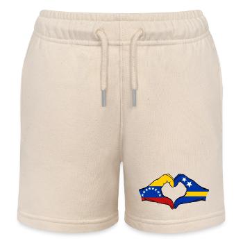 Venezuela Curacao Flagge Hände Herzform - Kinder Organic Joggingshorts Mini Bolter von Stanley/Stella - Natur - Vorne