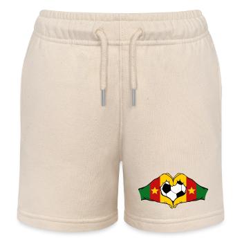 Cameroon Flag Hands Heart Shape - Kids Organic Sweat Shorts by Stanley/Stella - soft Ecru - Front