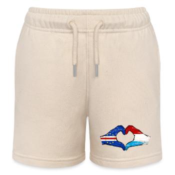 Cape Verde Luxembourg flag hands heart shape used - Kids Organic Sweat Shorts by Stanley/Stella - soft Ecru - Front