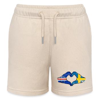 Kap Verde Schweden Flagge Hände Herzform used - Kinder Organic Joggingshorts Mini Bolter von Stanley/Stella - Natur - Vorne