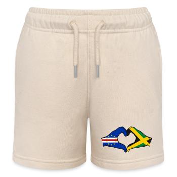 Cape Verde Jamaica Flag Hands Heart Shape - Kids Organic Sweat Shorts by Stanley/Stella - soft Ecru - Front
