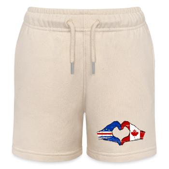 Cape Verde Canada flag hands heart shape used - Kids Organic Sweat Shorts by Stanley/Stella - soft Ecru - Front