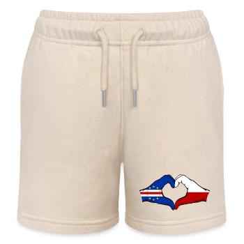 Kap Verde Polen Flagge Hände Herzform - Kinder Organic Joggingshorts Mini Bolter von Stanley/Stella - Natur - Vorne