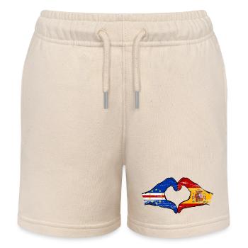 Cape Verde Spain flag hands heart shape used - Kids Organic Sweat Shorts by Stanley/Stella - soft Ecru - Front