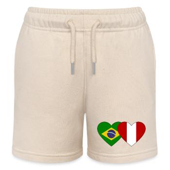 Drapeau du Brésil Pérou Mains en forme de cœur utilisé - Short de jogging enfant bio Stanley/Stella - écru doux - Devant