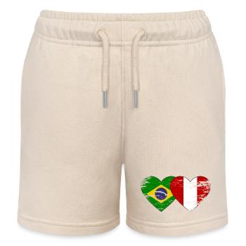 Brazil Peru Flag Hands Heart Shape Used - Kids Organic Sweat Shorts by Stanley/Stella - soft Ecru - Front