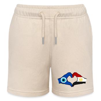 Ägypten Nazar Flagge Hände Herzform - Kinder Organic Joggingshorts Mini Bolter von Stanley/Stella - Natur - Vorne