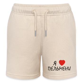 russisch "ich herze pelmeni" - Kinder Organic Joggingshorts Mini Bolter von Stanley/Stella - Natur - Vorne
