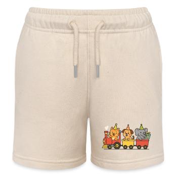 Zug mit Tieren für Geburtstag, Babys und Kinder - Kinder Organic Joggingshorts Mini Bolter von Stanley/Stella - Natur - Vorne