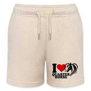 I love Pferd Quarter Horse - Kids Organic Sweat Shorts by Stanley/Stella - soft Ecru - Front