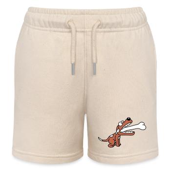 Hund Gierig Hungrig Großer Knochen Verschluckt - Kinder Organic Joggingshorts Mini Bolter von Stanley/Stella - Natur - Vorne