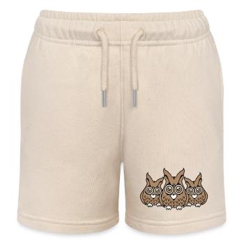 3 Eulen Freunde gucken gruselig große Horror Augen - Kinder Organic Joggingshorts Mini Bolter von Stanley/Stella - Natur - Vorne