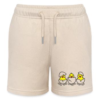 Drei aus dem Ei (c) - Kinder Organic Joggingshorts Mini Bolter von Stanley/Stella - Natur - Vorne