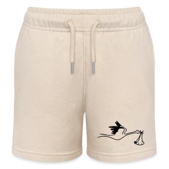 Storch mit Baby - Kinder Organic Joggingshorts Mini Bolter von Stanley/Stella - Natur - Vorne