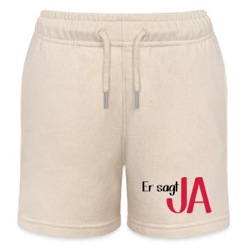 Er sagt Ja - Bräutigam - Junggesellenabschied - Kinder Organic Joggingshorts Mini Bolter von Stanley/Stella - Natur - Vorne