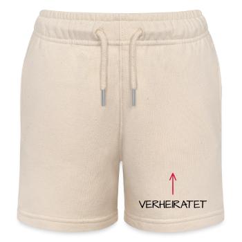 Verheiratet Pfeil Hochzeit Partnerlook - Kinder Organic Joggingshorts Mini Bolter von Stanley/Stella - Natur - Vorne
