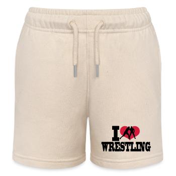 wrestling sports - Kids Organic Sweat Shorts by Stanley/Stella - soft Ecru - Front
