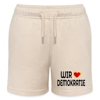 WIR LIEBEN DEMOKRATIE - Kinder Organic Joggingshorts Mini Bolter von Stanley/Stella - Natur - Vorne