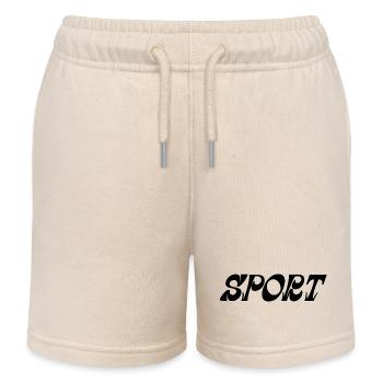 Dynamische Sportgrafik mit Energieschwingungen - Kinder Organic Joggingshorts Mini Bolter von Stanley/Stella - Natur - Vorne