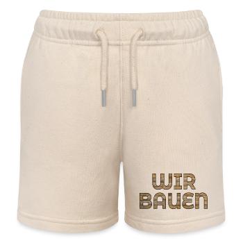 House Building Bricks - We Build - Kids Organic Sweat Shorts by Stanley/Stella - soft Ecru - Front