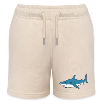 Blauer Cartoonhai – Küstenfreund - Kinder Organic Joggingshorts Mini Bolter von Stanley/Stella - Natur - Vorne