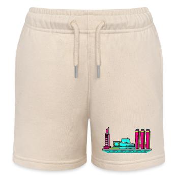 Gothenburg City Skyline Lipstick Tower Art - Kids Organic Sweat Shorts by Stanley/Stella - soft Ecru - Front