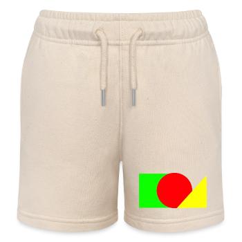 Red circle meets green-yellow - Kids Organic Sweat Shorts by Stanley/Stella - soft Ecru - Front