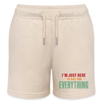 Ich bin nur hier, um alles zu bezahlen, lustiger Papa " - Kinder Organic Joggingshorts Mini Bolter von Stanley/Stella - Natur - Vorne