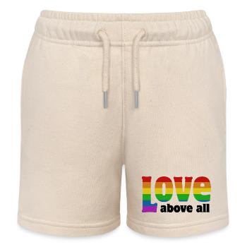 Love Above All | in Pride colors - Kids Organic Sweat Shorts by Stanley/Stella - soft Ecru - Front