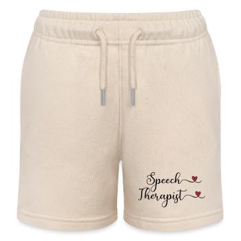 Speech Therapist with a Heart - Kids Organic Sweat Shorts by Stanley/Stella - soft Ecru - Front