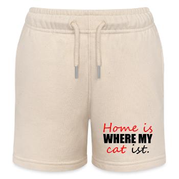 Home is where my cat is - Kids Organic Sweat Shorts by Stanley/Stella - soft Ecru - Front