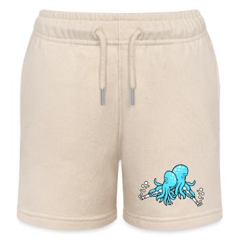 2 Octopus Flute Music Play Bubbles Band Team - Kids Organic Sweat Shorts by Stanley/Stella - soft Ecru - Front