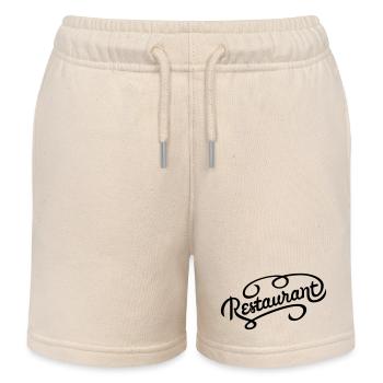 Restaurant lettering - Kids Organic Sweat Shorts by Stanley/Stella - soft Ecru - Front