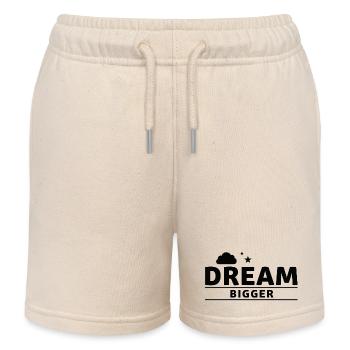 Dream Bigger Inspirational Quote Design - Kids Organic Sweat Shorts by Stanley/Stella - soft Ecru - Front