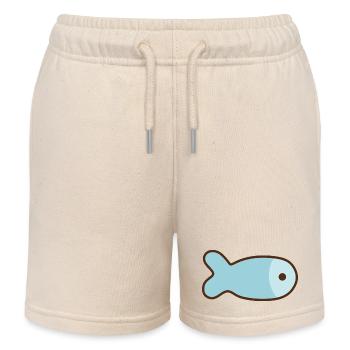 Minimalistische blaue Fisch-Illustration - Kinder Organic Joggingshorts Mini Bolter von Stanley/Stella - Natur - Vorne
