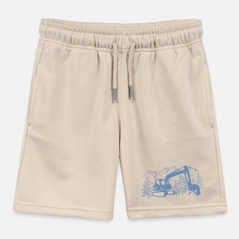 Excavator Silhouette Construction Equipment Operator Work Kids Organic Sweat Shorts by Stanley/Stella