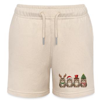 Getigerte Katze Weihnachtsmann Weihnachten  - Kinder Organic Joggingshorts Mini Bolter von Stanley/Stella - Natur - Vorne