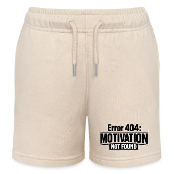 404 Motivation Not Found Humor Saying - Kids Organic Sweat Shorts by Stanley/Stella - soft Ecru - Front