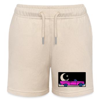 Retro 80s Cabrio Grafik - Kinder Organic Joggingshorts Mini Bolter von Stanley/Stella - Natur - Vorne