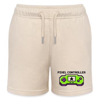 Pixel Controller Logo Grafik - Kinder Organic Joggingshorts Mini Bolter von Stanley/Stella - Natur - Vorne