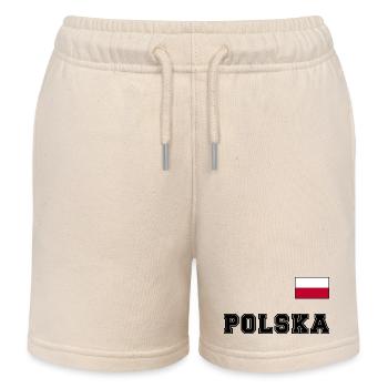 Polen Trikot Look – POLSKA mit Fahne bzw. Flagge - Kinder Organic Joggingshorts Mini Bolter von Stanley/Stella - Natur - Vorne