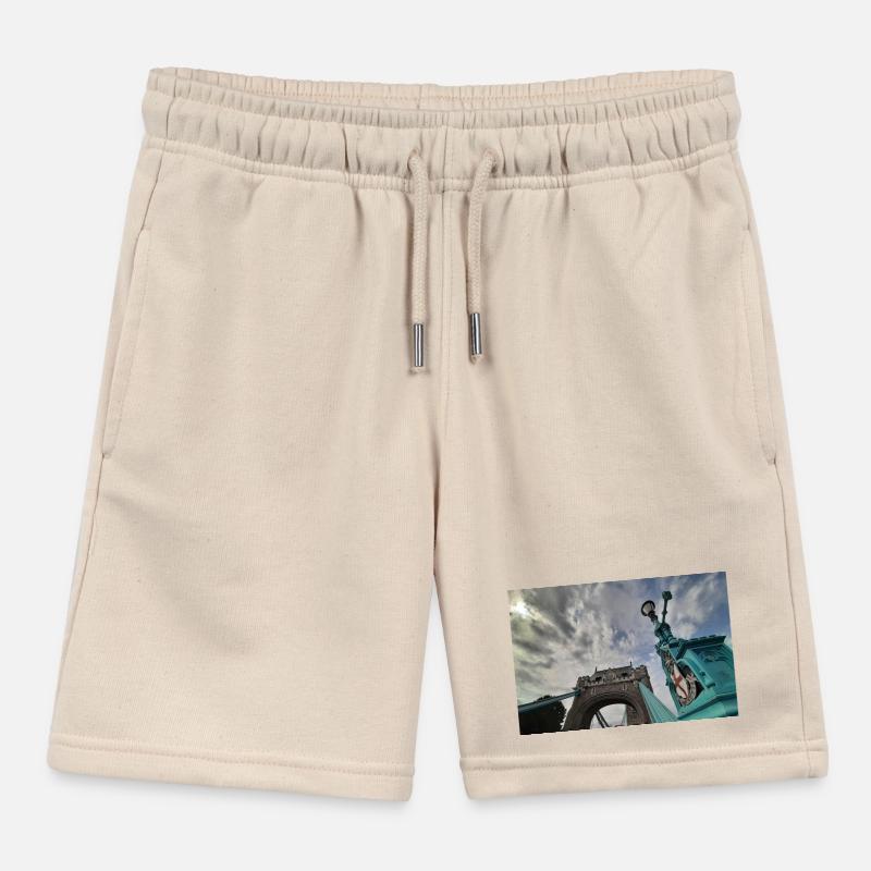 Tower bridge London with cloudy sky Kids Organic Sweat Shorts by Stanley/Stella