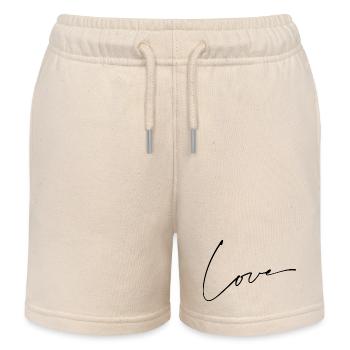 Love Schrift Schwarz - Kinder Organic Joggingshorts Mini Bolter von Stanley/Stella - Natur - Vorne