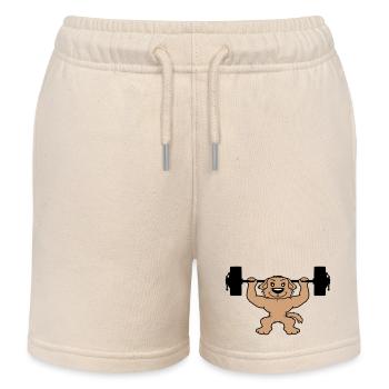 Dog Bodybuilder Strong Muscles Gym Weightlifting - Kids Organic Sweat Shorts by Stanley/Stella - soft Ecru - Front