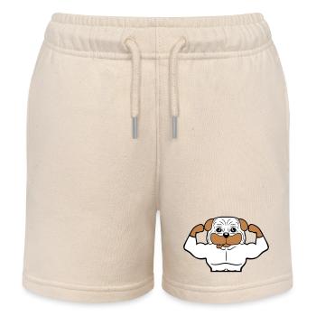 Hund Bodybuilder Stark Muskeln Gym Gewichtheben - Kinder Organic Joggingshorts Mini Bolter von Stanley/Stella - Natur - Vorne
