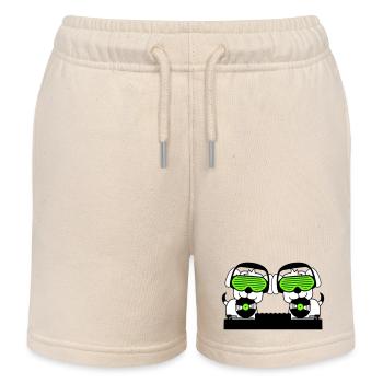 2 Hunde DJ Vinyl Schallplatte Club Disko Musik Duo - Kinder Organic Joggingshorts Mini Bolter von Stanley/Stella - Natur - Vorne