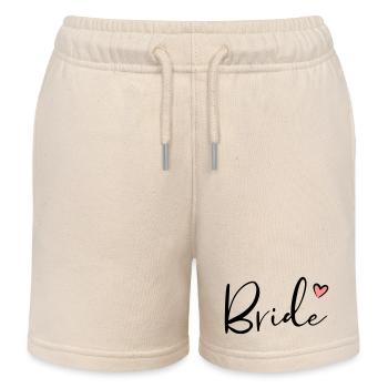 Bride heart hen party gift - Kids Organic Sweat Shorts by Stanley/Stella - soft Ecru - Front